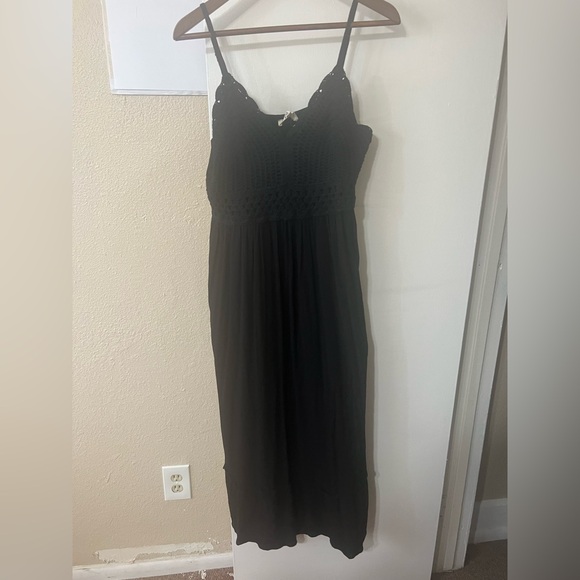 Blush Black Halter Boho Dress  adjustable straps XL LBD Festival - Picture 1 of 4